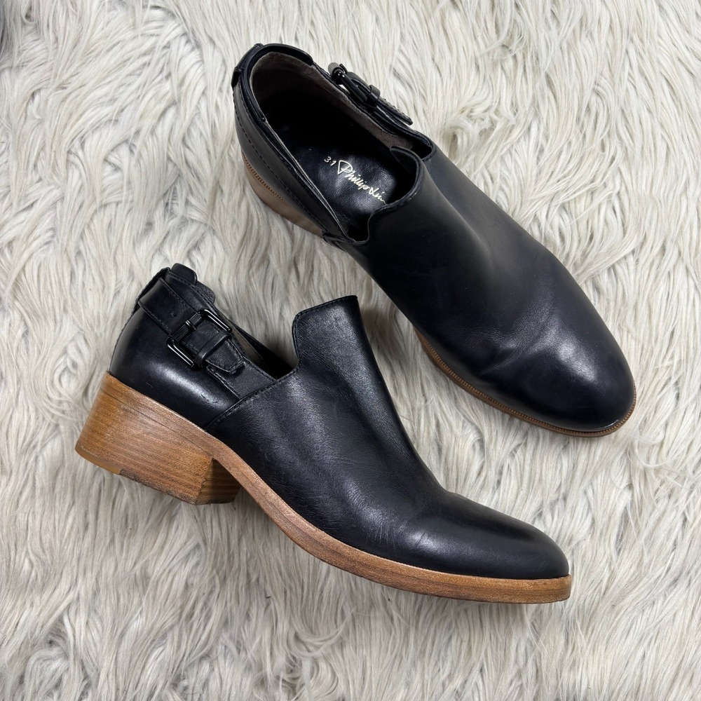 3.1 Phillip Lim Women's EUR 37 US 7 Black Leather Alexa Ankle Boots Western Moto